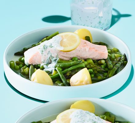 https://www.pontalo.net - Steamed trout with mint & dill dressing