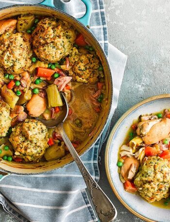 https://www.pontalo.net - Chicken & ham casserole with mustardy dumplings