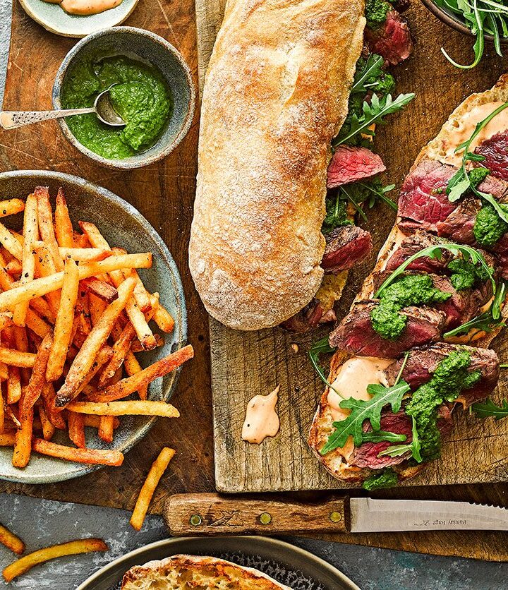 https://www.pontalo.net - Chimichurri-style steak sarnies & cheat's spicy fries