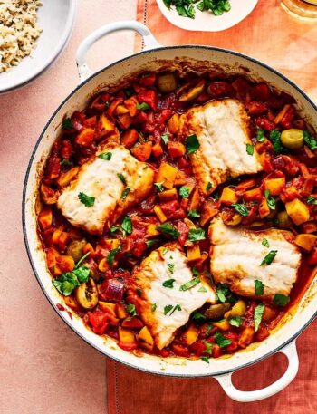 https://www.pontalo.net - Cod & olive tagine with brown rice