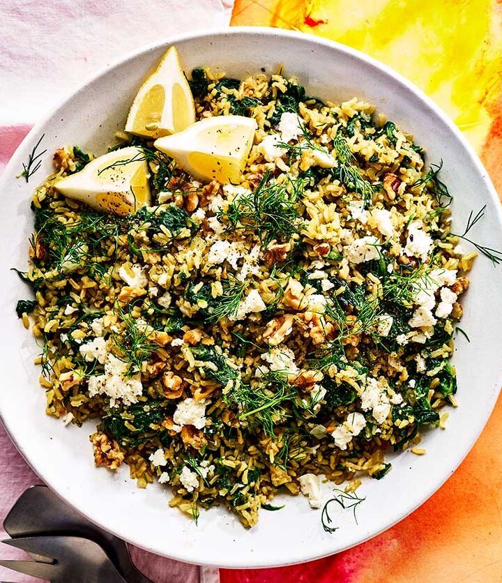 https://www.pontalo.net - Lemon & spinach rice with feta