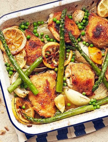 https://www.pontalo.net - Lemon roasted spring chicken with asparagus