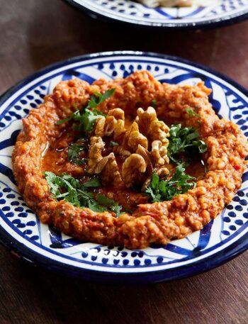 https://www.pontalo.net - Muhammara (red pepper & walnut dip)