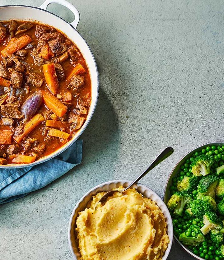 https://www.pontalo.net - One-pan beef stew with vegetable mash