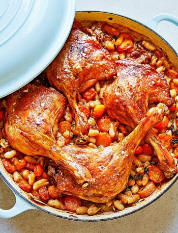 https://www.pontalo.net - One-pan roast duck legs with white beans & carrots