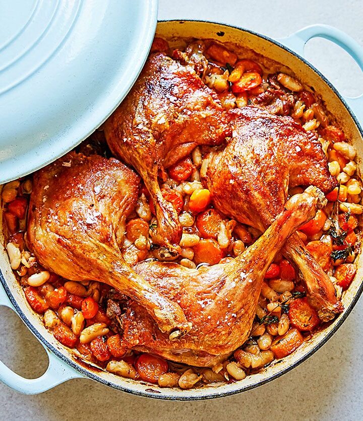 https://www.pontalo.net - One-pan roast duck legs with white beans & carrots