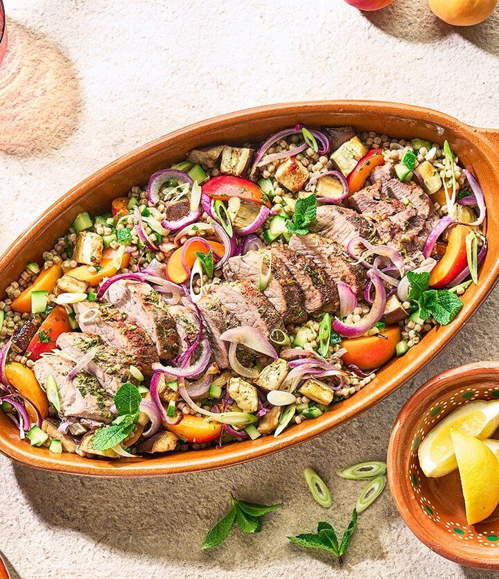 https://www.pontalo.net - Pork with cucumber & apricot couscous