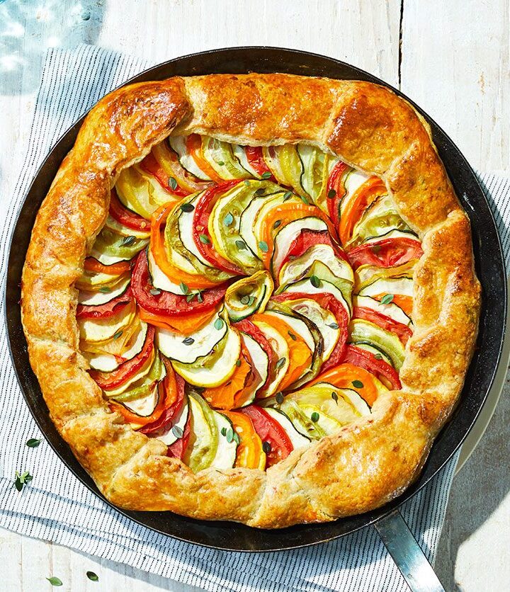 https://www.pontalo.net - Ratatouille tart with flaky cheddar & thyme pastry