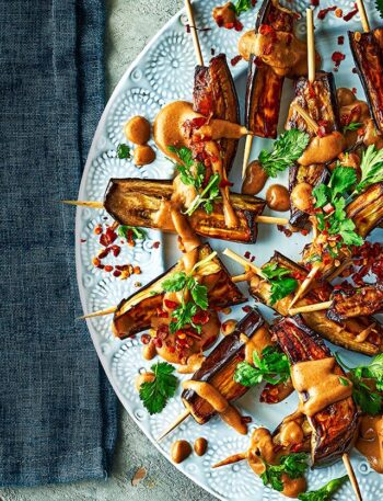 https://www.pontalo.net - Satay aubergine skewers