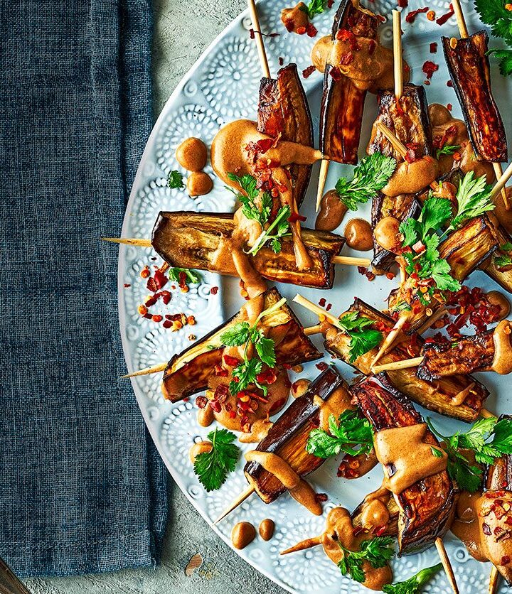 https://www.pontalo.net - Satay aubergine skewers