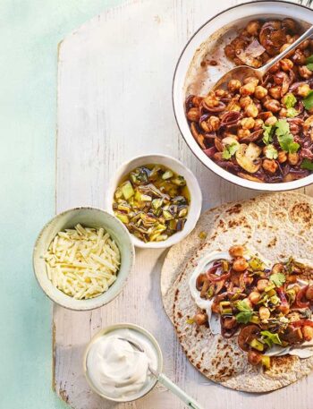 https://www.pontalo.net - Smoky mushroom & chickpea fajitas with charred spring onion salsa