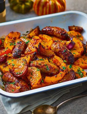 https://www.pontalo.net - Smoky sausage & squash traybake