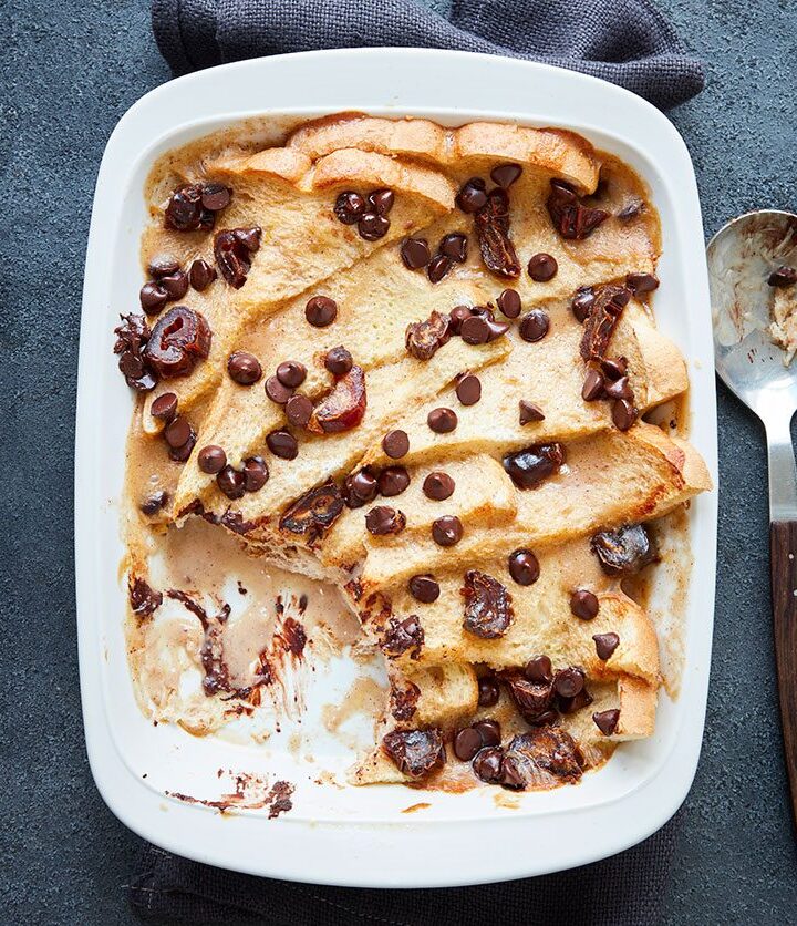 https://www.pontalo.net - Vegan date & chocolate bread & butter pudding