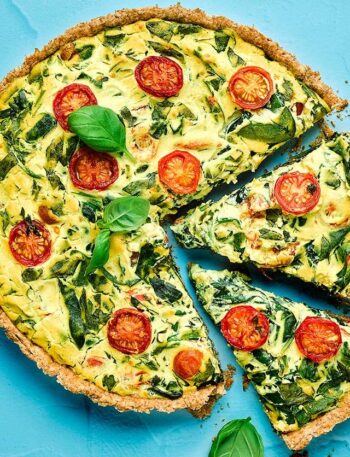 https://www.pontalo.net - Vegan spinach & cherry tomato quiche