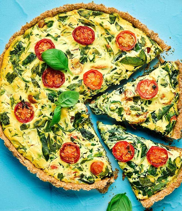 https://www.pontalo.net - Vegan spinach & cherry tomato quiche