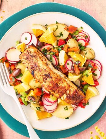 https://www.pontalo.net - Wild salmon with radish & orange slaw