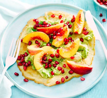 https://www.pontalo.net - Almond crêpes with avocado & nectarines