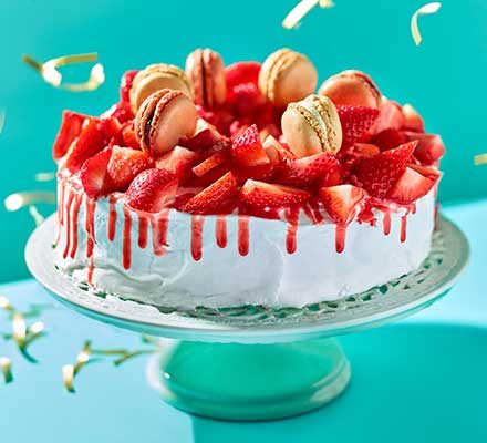 https://www.pontalo.net - Angel cake with meringue icing & strawberry ganache