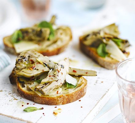 https://www.pontalo.net - Artichoke & pecorino bruschetta