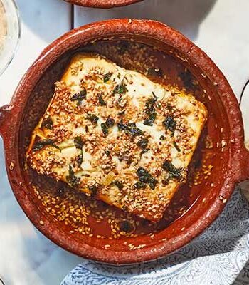 https://www.pontalo.net - Baked feta with sesame & honey