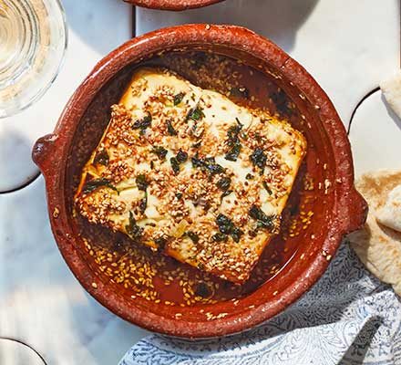 https://www.pontalo.net - Baked feta with sesame & honey