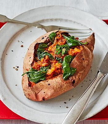 https://www.pontalo.net - Baked ginger & spinach sweet potato