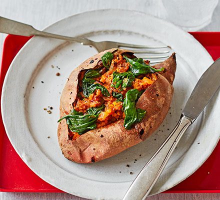 https://www.pontalo.net - Baked ginger & spinach sweet potato