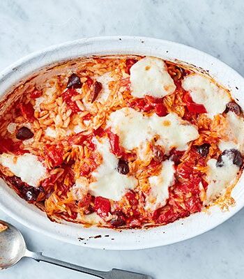 https://www.pontalo.net - Baked tomato & mozzarella orzo