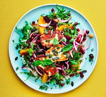 https://www.pontalo.net - Beetroot & halloumi salad with pomegranate and dill