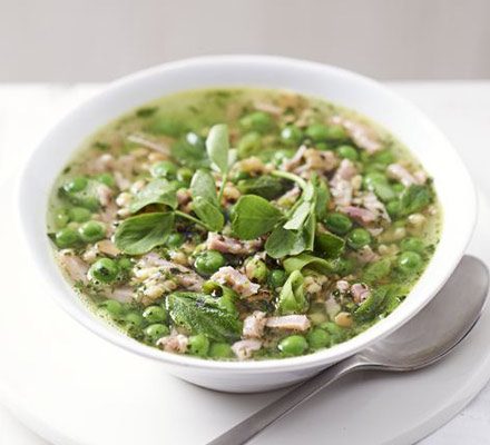 https://www.pontalo.net - Summer ham & pea broth