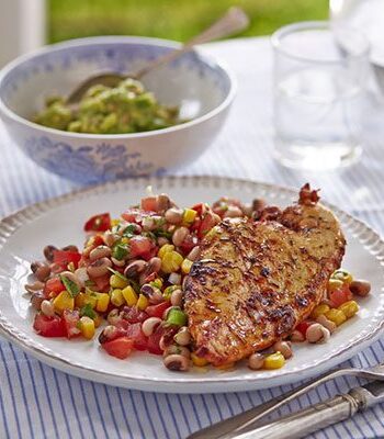 https://www.pontalo.net - Cajun grilled chicken with lime black-eyed bean salad & guacamole