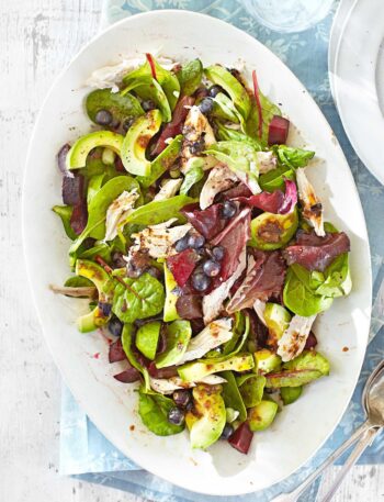 https://www.pontalo.net - Chicken & avocado salad with blueberry balsamic dressing