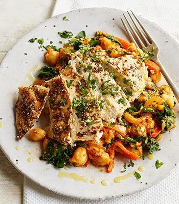 https://www.pontalo.net - Chicken with crushed harissa chickpeas