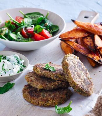 https://www.pontalo.net - Chickpea & nut burgers with sweet potato chips