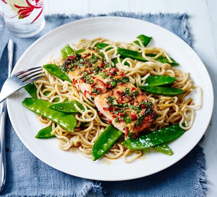 https://www.pontalo.net - Chilli salmon & teriyaki noodles