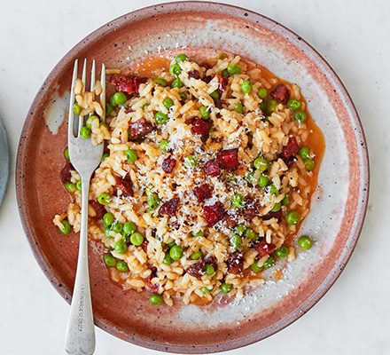 https://www.pontalo.net - Chorizo & pea risotto