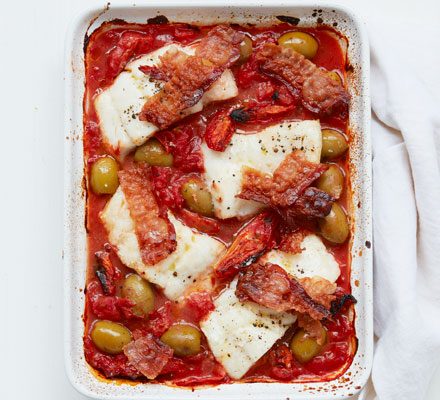 https://www.pontalo.net - Cod with olives & crispy pancetta