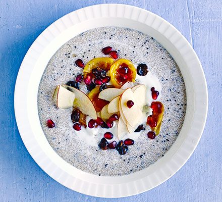 https://www.pontalo.net - Amaranth porridge with green tea & ginger compote