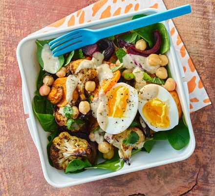 https://www.pontalo.net - Cumin roast veg with tahini dressing