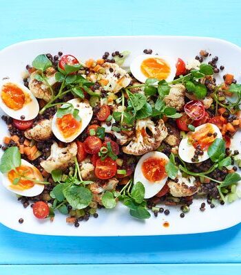 https://www.pontalo.net - Egg & puy lentil salad with tamari & watercress