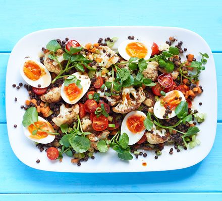 https://www.pontalo.net - Egg & puy lentil salad with tamari & watercress