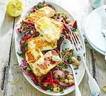 https://www.pontalo.net - Halloumi with lemony lentils