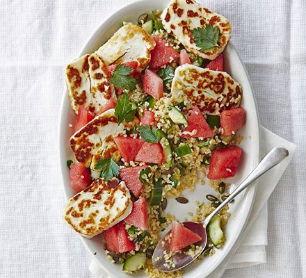 https://www.pontalo.net - Halloumi & watermelon bulgur salad