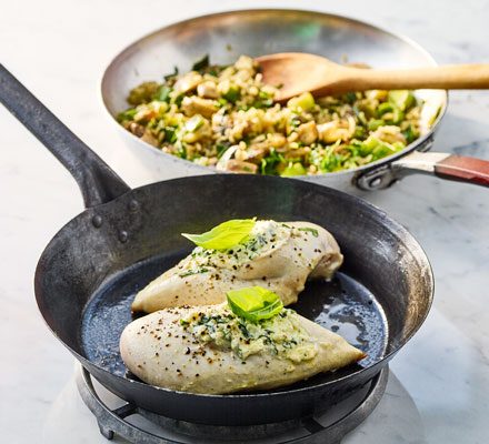 https://www.pontalo.net - Herb & ricotta chicken with mushroom rice