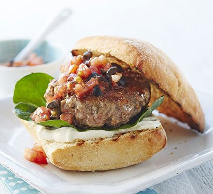 https://www.pontalo.net - Italian pork burger with fresh tomato salsa