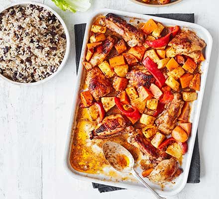 https://www.pontalo.net - Jerk chicken & pineapple traybake