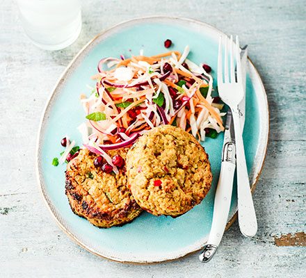 https://www.pontalo.net - Miso burgers with mint & pomegranate slaw