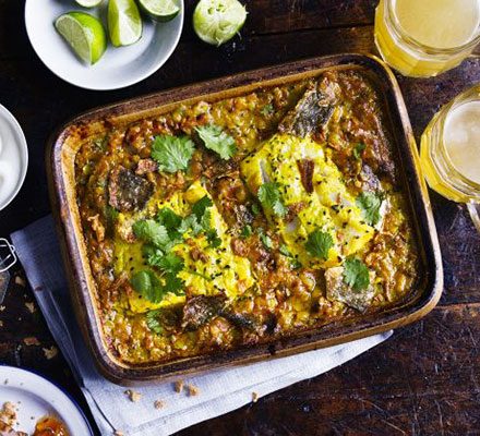 https://www.pontalo.net - One-pan lentil dhal with curried fish & crispy skin