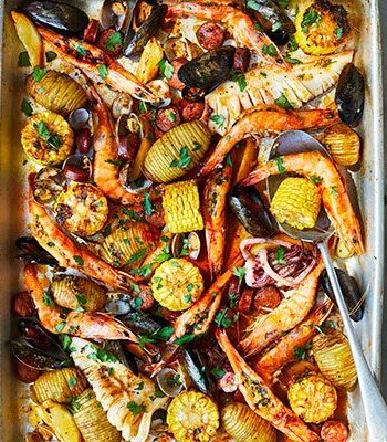 https://www.pontalo.net - One-pan seafood roast with smoky garlic butter