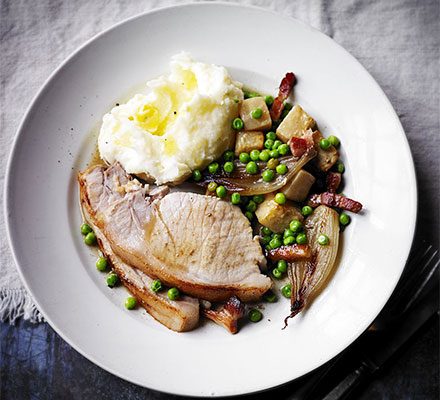 https://www.pontalo.net - Pot-roast loin of pork in cider with celeriac